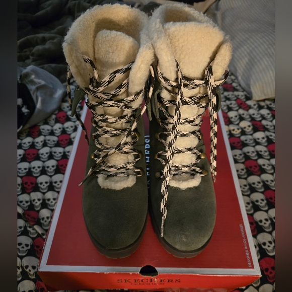 Skechers Shoes - Skechers Women's Trail Troop Green And Brown Winter Boots